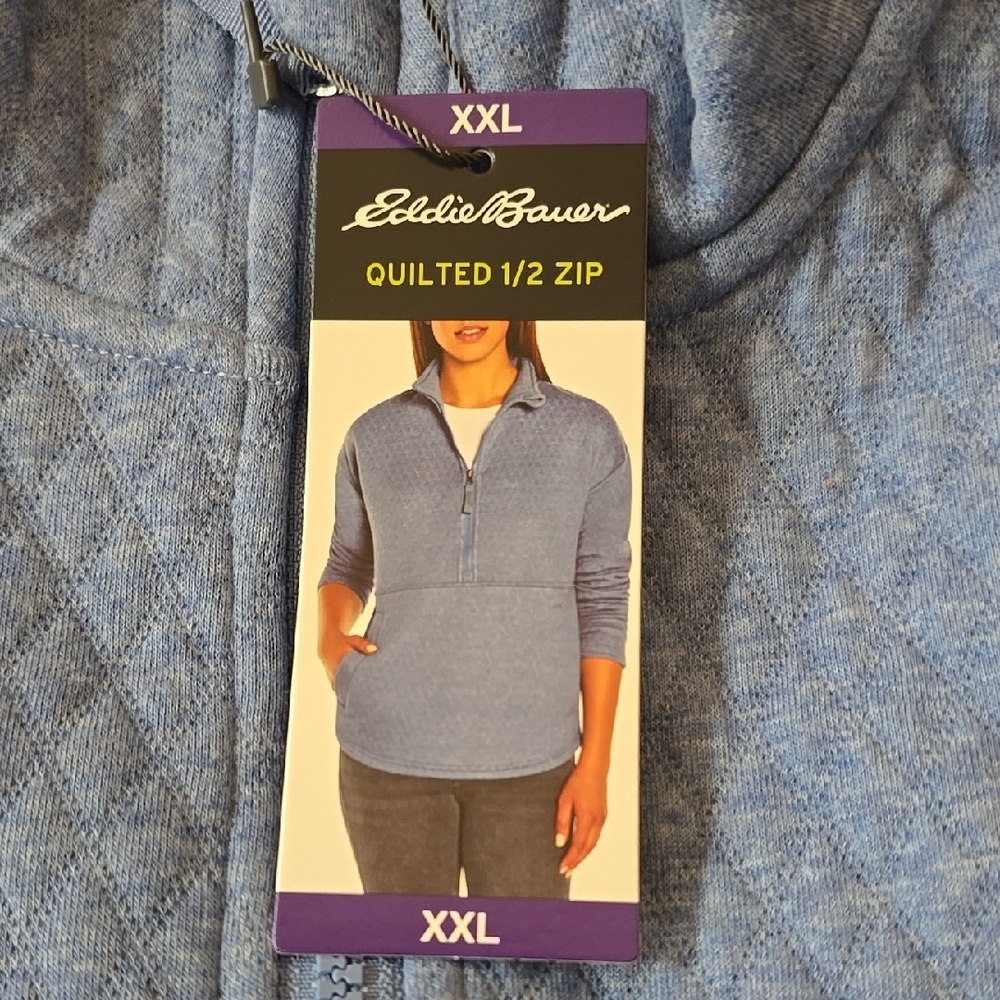 Eddie Bauer Blue Quilted 1/2 Zip Pullover